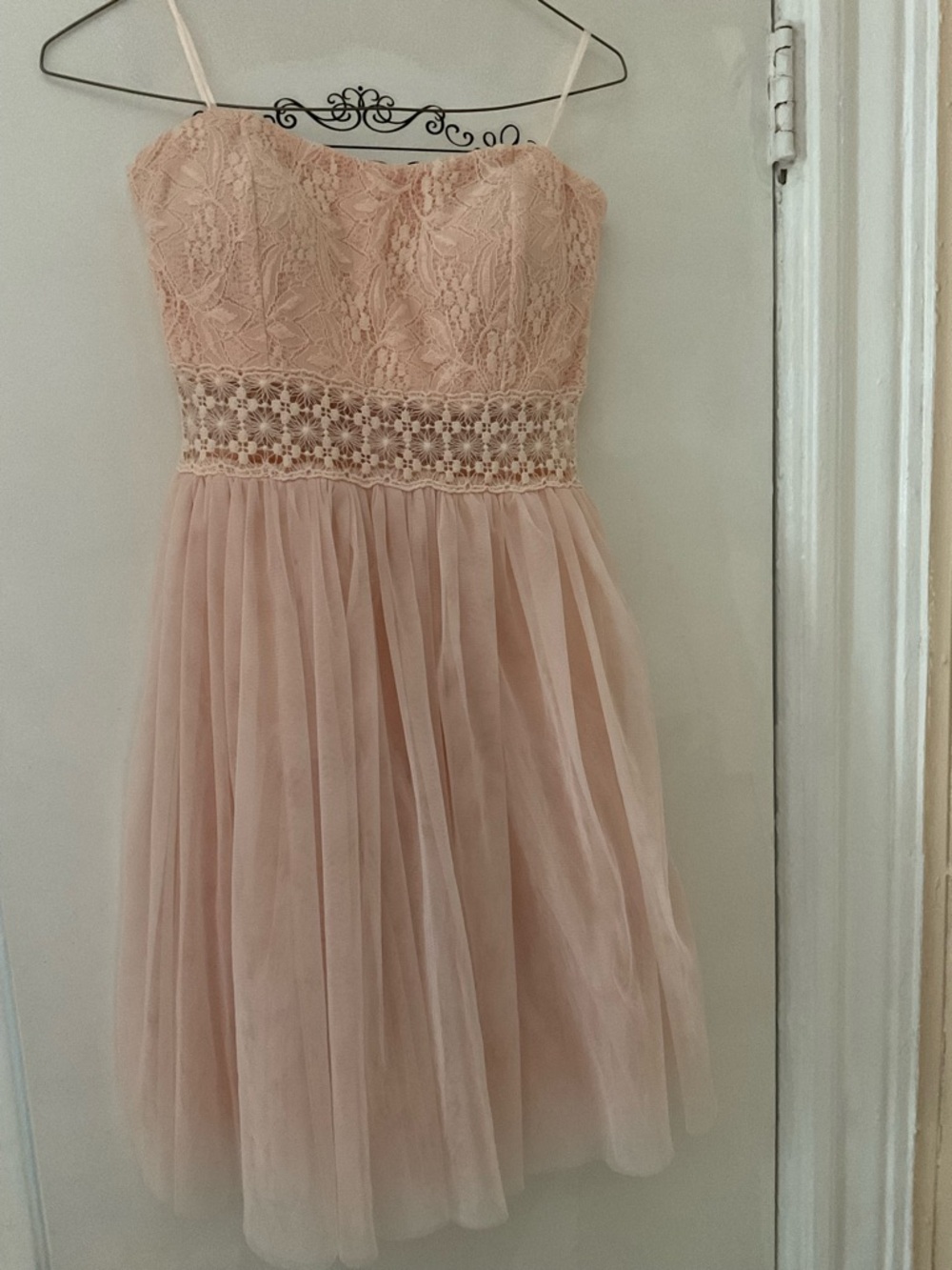 Girls' Pale Blush Lace & Tulle Formal Dress
